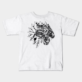 black tiger mask in pattern ecopop Kids T-Shirt